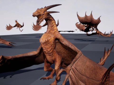Wyvern unity unreal 25 animations rig maya 3D Model
