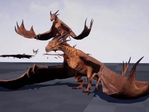 Wyvern unity unreal 25 animations rig maya 3D Model