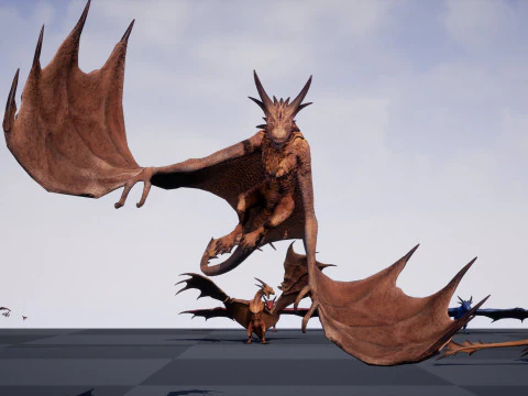 Wyvern unity unreal 25 animations rig maya 3D Model