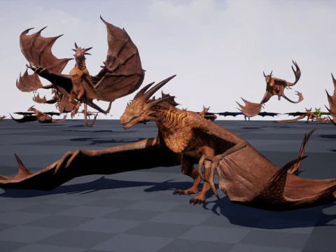 Wyvern unity unreal 25 animations rig maya 3D Model