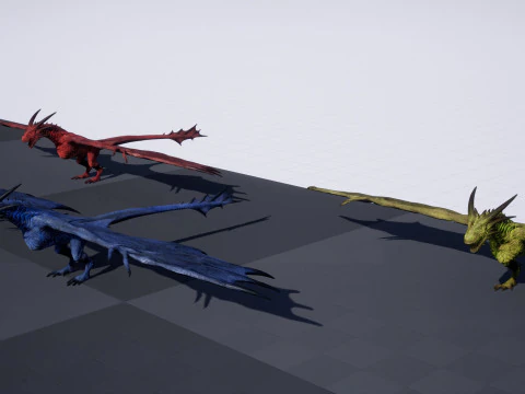 Wyvern unity unreal 25 animations rig maya 3D Model