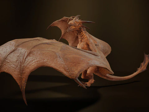 Wyvern unity unreal 25 animations rig maya 3D Model