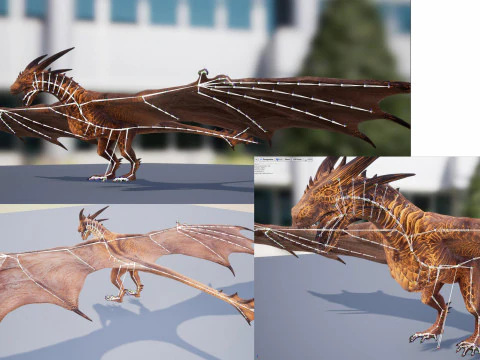 Wyvern unity unreal 25 animations rig maya 3D Model