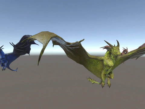 Wyvern unity unreal 25 animations rig maya 3D Model