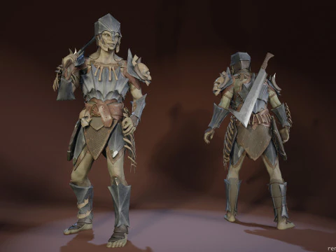 Orc unreal unity 19 animations rig in maya 3D Model