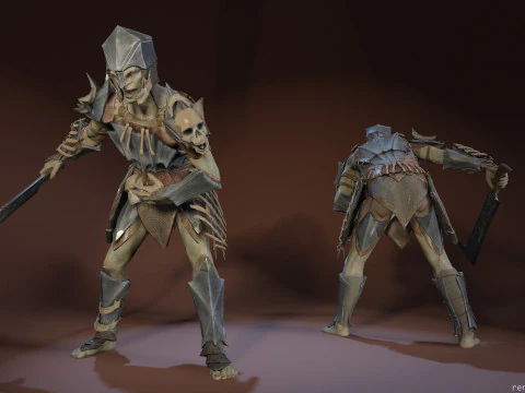 Orc unreal unity 19 animations rig in maya 3D Model