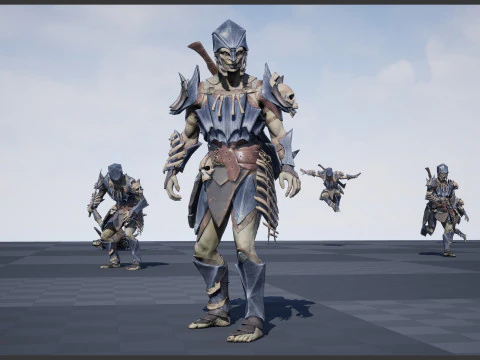 Orc unreal unity 19 animations rig in maya 3D Model