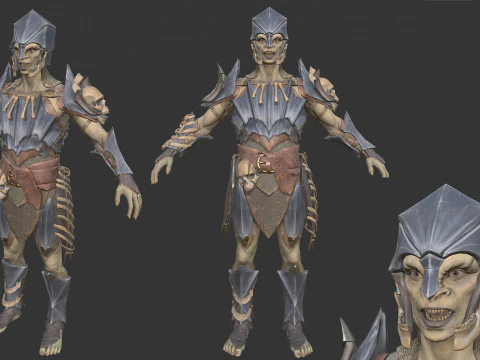Orc unreal unity 19 animations rig in maya 3D Model
