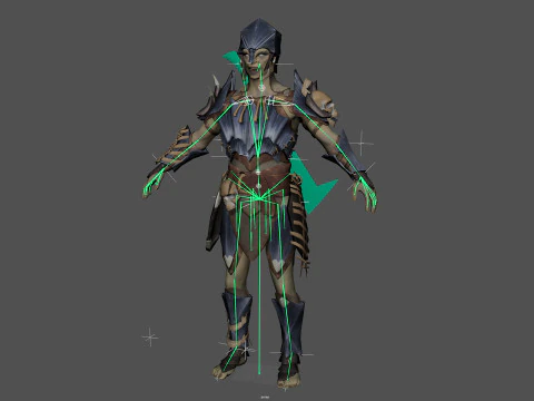 Orc unreal unity 19 animations rig in maya 3D Model