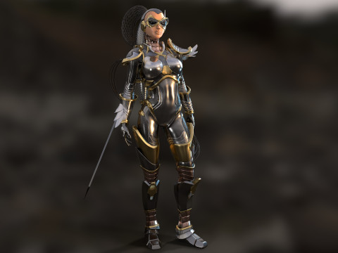 Sci-Fi Girl Ponytail uneral unity 15 animations rig maya 3D Модель