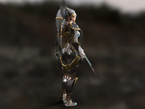 Sci-Fi Girl Ponytail uneral unity 15 animations rig maya 3D Model