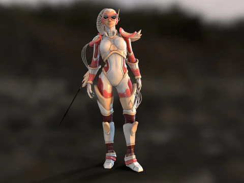 Sci-Fi Girl Ponytail uneral unity 15 animations rig maya 3D Model