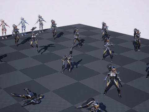 Sci-Fi Girl Ponytail uneral unity 15 animations rig maya 3D Model
