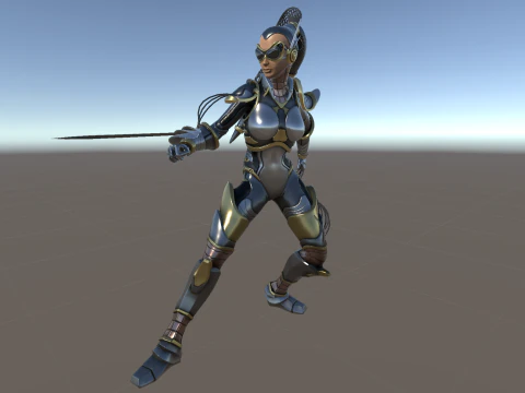 Sci-Fi Girl Ponytail uneral unity 15 animations rig maya 3D Model