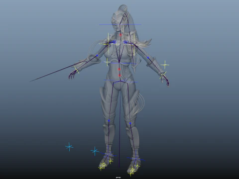 Sci-Fi Girl Ponytail uneral unity 15 animations rig maya 3D Model