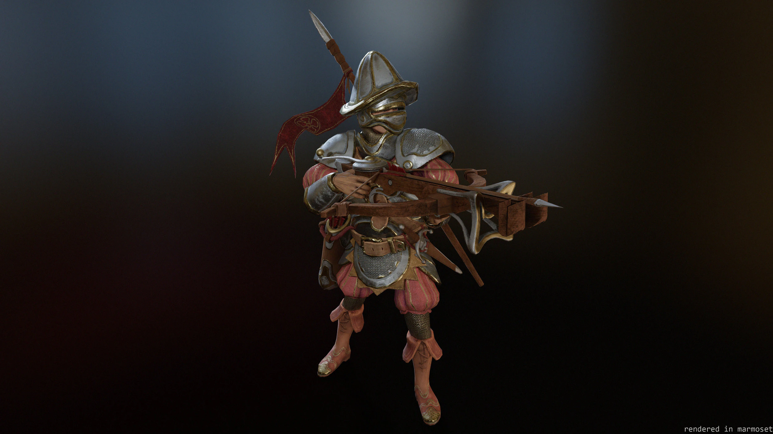 Crossbowman unreal unity 16 animations rig in maya 3D Model .c4d .max .obj .3ds .fbx .stl .blend 