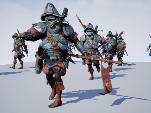 Crossbowman unidade irreal 16 anima&ccedil;&otilde;es rig em maya Modelo 3D