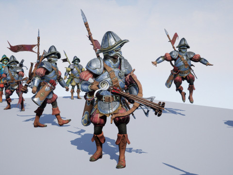 Crossbowman unidade irreal 16 anima&ccedil;&otilde;es rig em maya Modelo 3D