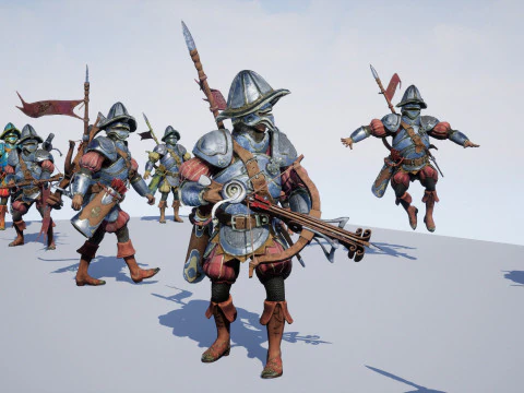 Crossbowman unreal unity 16 animations rig in maya 3D Model