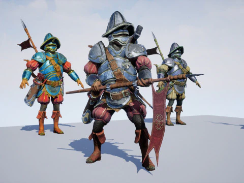 Crossbowman unreal unity 16 animations rig in maya 3D Model