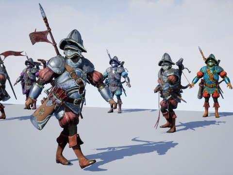 Crossbowman unidade irreal 16 anima&ccedil;&otilde;es rig em maya Modelo 3D