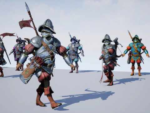 Crossbowman unreal unity 16 animations rig in maya 3D Model