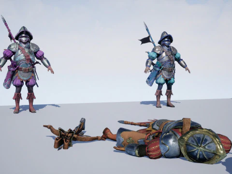 Crossbowman unreal unity 16 animations rig in maya 3D Model