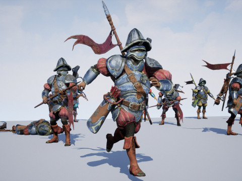 Crossbowman unidade irreal 16 anima&ccedil;&otilde;es rig em maya Modelo 3D