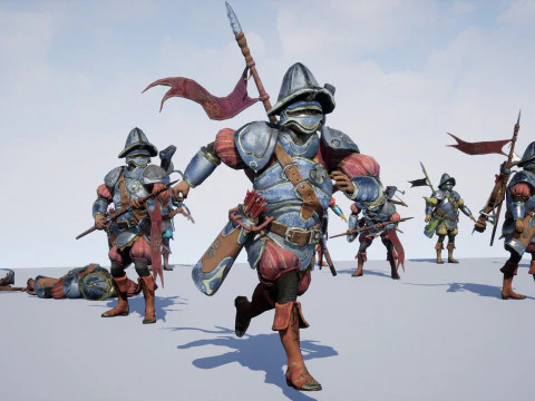 Crossbowman unreal unity 16 animations rig in maya 3D Model