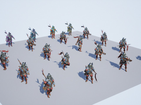 Crossbowman unidade irreal 16 anima&ccedil;&otilde;es rig em maya Modelo 3D