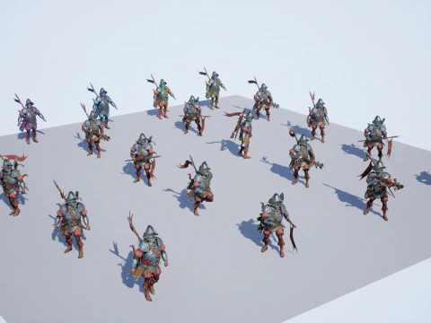 Crossbowman unreal unity 16 animations rig in maya 3D Model