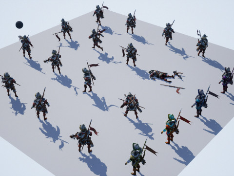 Crossbowman unidade irreal 16 anima&ccedil;&otilde;es rig em maya Modelo 3D