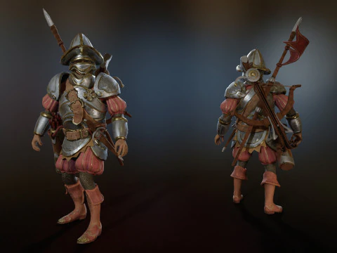 Crossbowman unreal unity 16 animations rig in maya 3D Model