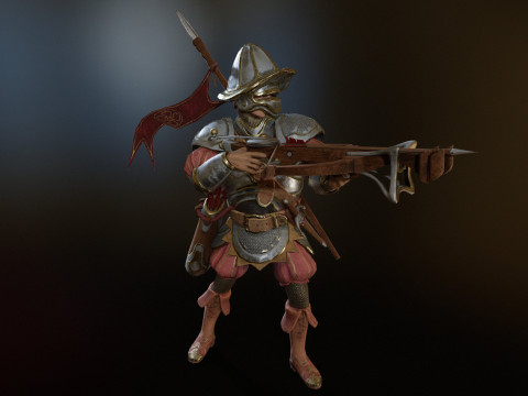 Crossbowman unidade irreal 16 anima&ccedil;&otilde;es rig em maya Modelo 3D