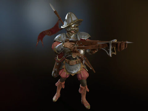 Crossbowman unreal unity 16 animations rig in maya 3D Model