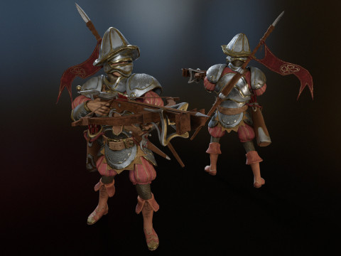 Crossbowman unidade irreal 16 anima&ccedil;&otilde;es rig em maya Modelo 3D