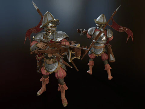 Crossbowman unreal unity 16 animations rig in maya 3D Model