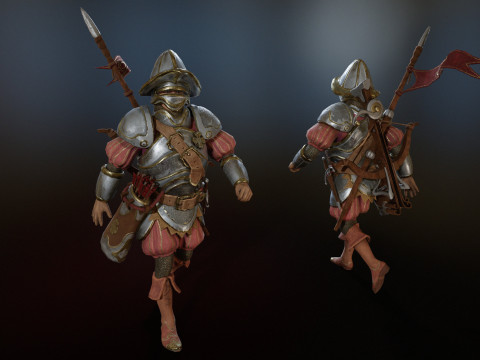 Crossbowman unidade irreal 16 anima&ccedil;&otilde;es rig em maya Modelo 3D