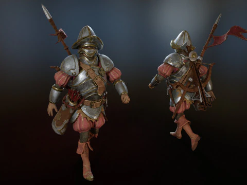 Crossbowman unreal unity 16 animations rig in maya 3D Model