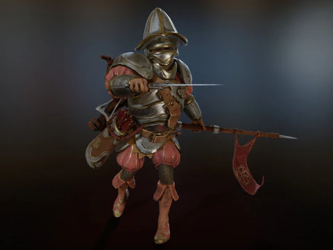 Crossbowman unreal unity 16 animations rig in maya 3D Model