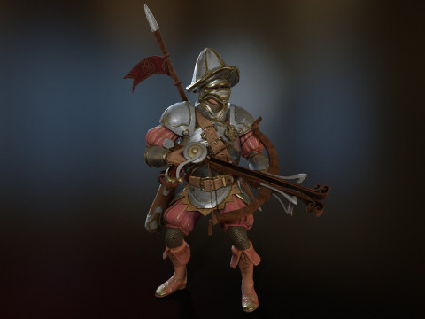 Crossbowman unidade irreal 16 anima&ccedil;&otilde;es rig em maya Modelo 3D