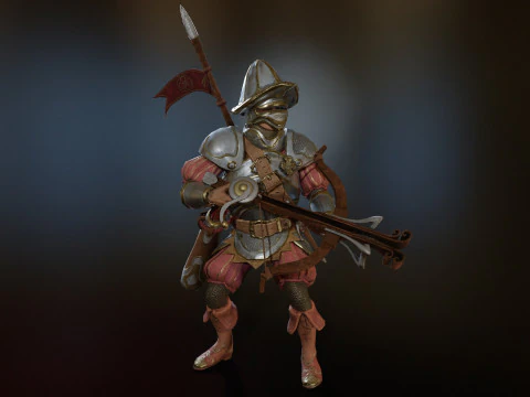 Crossbowman unreal unity 16 animations rig in maya 3D Model