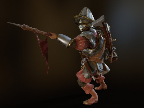 Crossbowman unidade irreal 16 anima&ccedil;&otilde;es rig em maya Modelo 3D