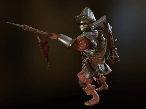 Crossbowman unreal unity 16 animations rig in maya 3D Model