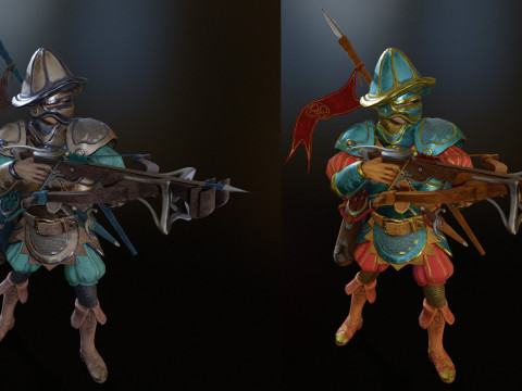 Crossbowman unidade irreal 16 anima&ccedil;&otilde;es rig em maya Modelo 3D