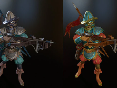 Crossbowman unreal unity 16 animations rig in maya 3D Model