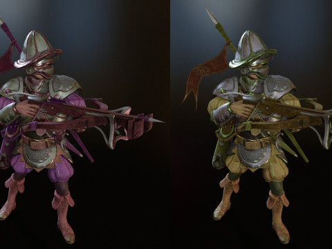 Crossbowman unidade irreal 16 anima&ccedil;&otilde;es rig em maya Modelo 3D