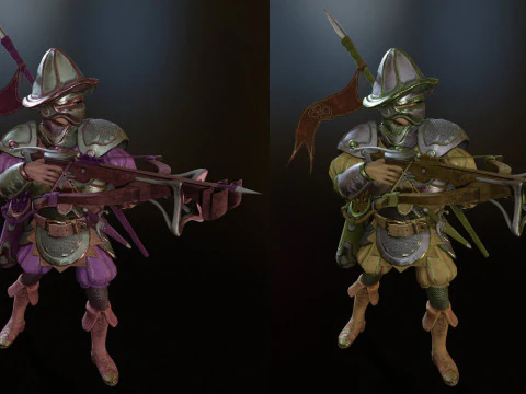 Crossbowman unreal unity 16 animations rig in maya 3D Model