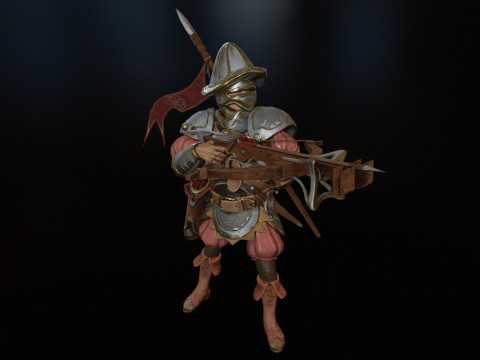 Crossbowman unidade irreal 16 anima&ccedil;&otilde;es rig em maya Modelo 3D