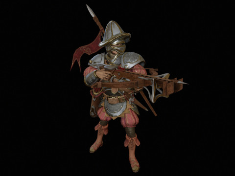 Crossbowman unidade irreal 16 anima&ccedil;&otilde;es rig em maya Modelo 3D
